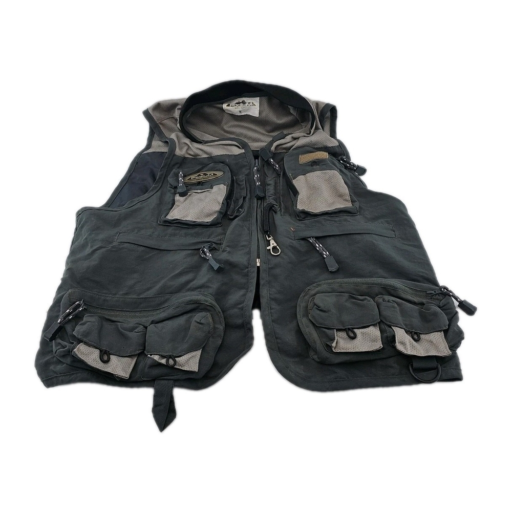 Podium Fishing Vest Dark Green Size Medium Many Pockets Fly Fishing